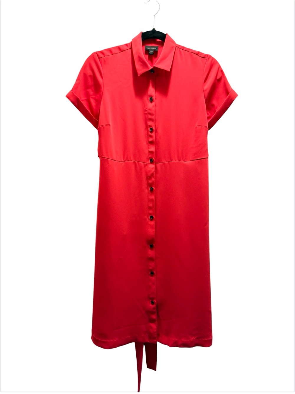 J. Jill Wearever Collection Red Shirt Dress Tie Waist ShortSleeve Midi XS Petite - Picture 5 of 16